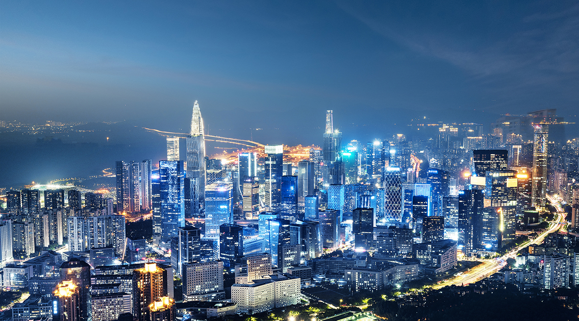深圳市小南山顶俯瞰夜景